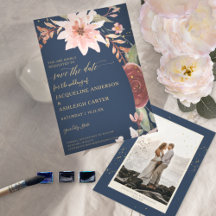 BOHO Arch Elegant Navy  n Red Blommigt w Guld