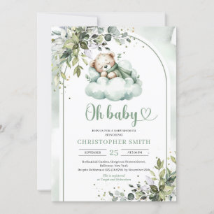 Boho arch eucalyptus greenery gender neutral inbjudningar