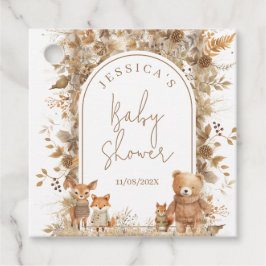 Boho Arch Fall Woodland Animals Baby Shower Gåvor Etiketter