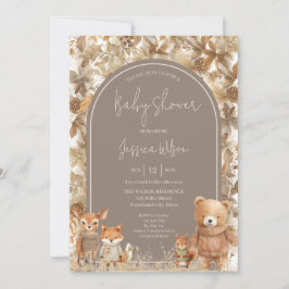 Boho Arch Fall Woodland Animals Baby Shower Inbjudningar
