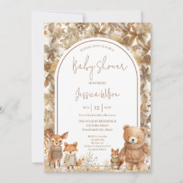 Boho Arch Fall Woodland Animals Baby Shower Inbjudningar