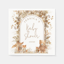 Boho Arch Fall Woodland Animals Baby Shower Pappersservett