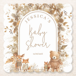 Boho Arch Fall Woodland Animals Baby Shower Underlägg Papper