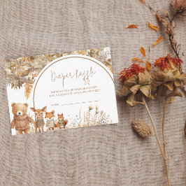 Boho Arch Fall Woodland Animals Diaper Raffle Tilläggskort