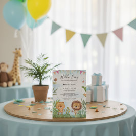 Boho Arch Greenery Woodland Animals Baby Shower Inbjudningar