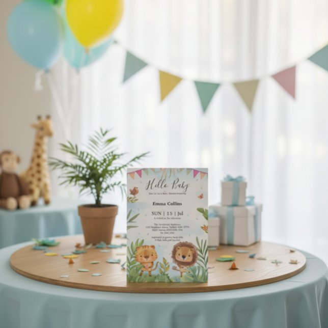 Boho Arch Greenery Woodland Animals Baby Shower Inbjudningar (Skapare uppladdad)