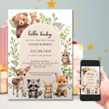 Boho Arch Greenery Woodland Animals Baby Shower