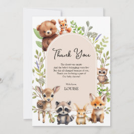 Boho Arch Greenery Woodland Animals Baby Shower Tack Kort