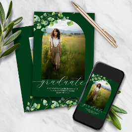 Boho Arch Ivy Forest Grönt Studenten Inbjudningar