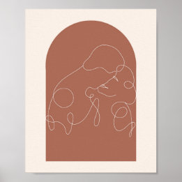 Boho Arch Kissing Continual Linear Line Art 2 Poster