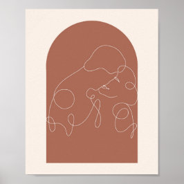 Boho Arch Kissing Continual Linear Line Art 2 Poster