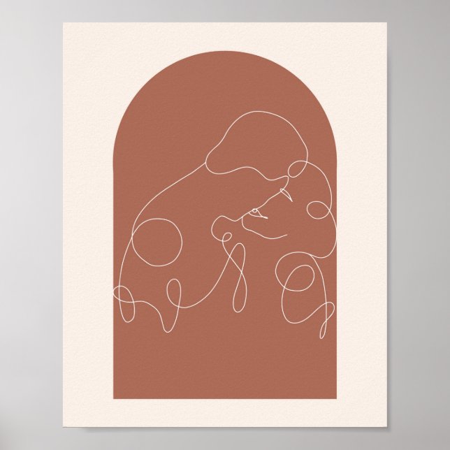 Boho Arch Kissing Continual Linear Line Art 2 Poster (Framsidan)