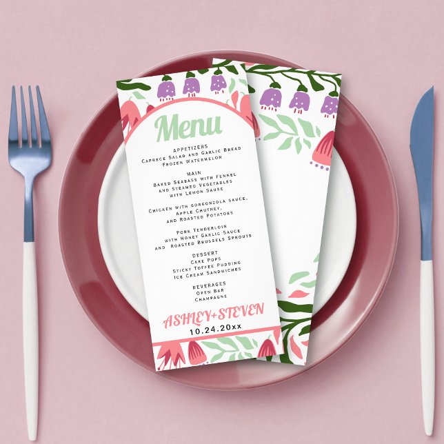 Boho arch med menykortet bröllop för återblommor reklamkort (Skapare uppladdad)