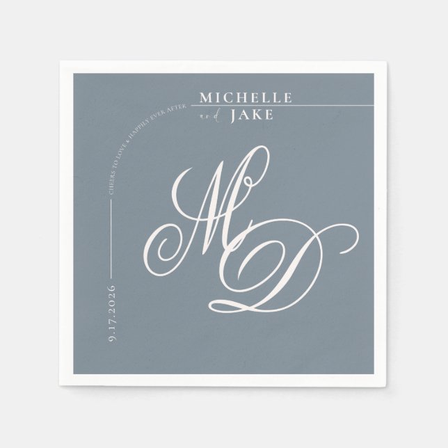 Boho Arch Minimalist Calligraphy Script Bröllop N Pappersservett (Framsidan)