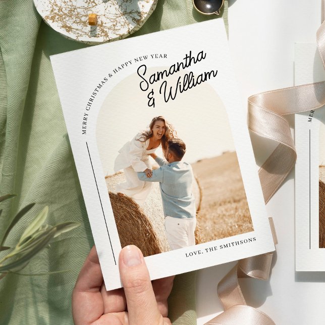 Boho Arch Modern Minimal Photo jul Card Julkort (Skapare uppladdad)