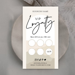 Boho Arch Neutralts Beige Monogram Beauty Salon Lojalitetskort