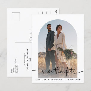 Boho arch overlay Calligraphy Save Date Photo Vykort