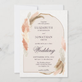 Boho arch pampas gräsas modern bröllopsinbjudan inbjudningar