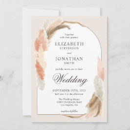 Boho arch pampas gräsas modern bröllopsinbjudan inbjudningar