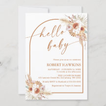 Boho Arch Pampas Grass Baby Shower-inbjudan