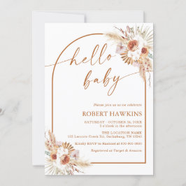 Boho Arch Pampas Grass Baby Shower-inbjudan Inbjudningar
