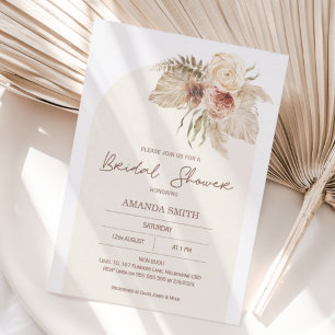 Boho Arch Pampas Grass Blommigt Möhippa Inbjudningar