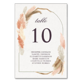 Boho arch pampas Onmodig bröllop Bordsnummer