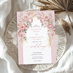 Boho arch  peonies pampas eucalyptus inbjudningar