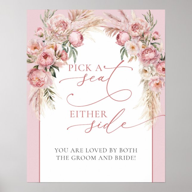 Boho arch  peonies Plocka a Seat endera Side Poster (Framsidan)