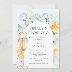Boho Arch Petals Prosecco Blommigt Möhippa Inbjudningar