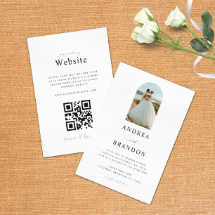 Boho Arch Photo Simple Elegant Allt på en Bröllop Inbjudningar