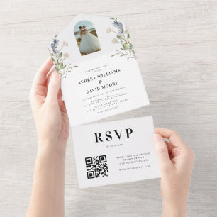 Boho Arch Photo Wildblommor & QR Code Bröllop