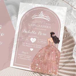 Boho Arch Ro Guld Mexikanska prinsessan Quinceañer Inbjudningar