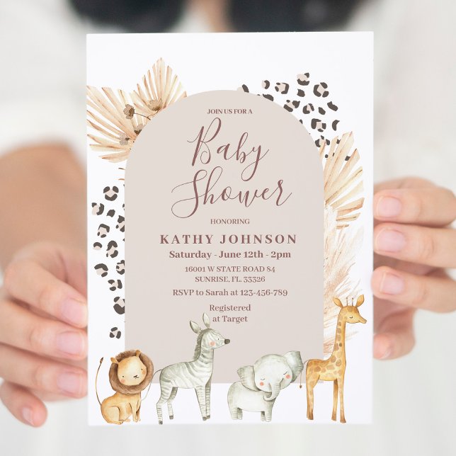 Boho Arch Safari Jungle Animals Baby Shower Inbjudningar (Skapare uppladdad)