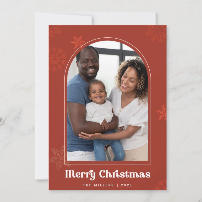 Boho Arch snöflingor rust Photo God jul Inbjudningar (Framsida)