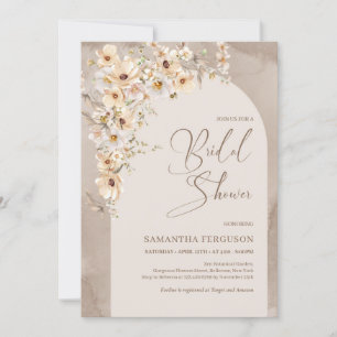 Boho Arch Summer Neutralt Wildblomma Rustic Inbjudningar