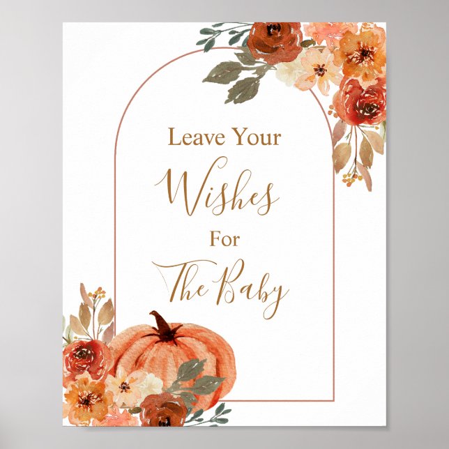 Boho Arch Terracota Baby Shower Önskemål för Baby Poster (Framsidan)