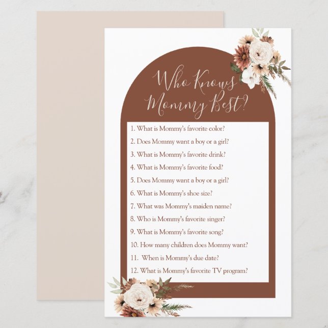 Boho Arch Terracota som känner Mammans bästa spel (Fram/baksida)