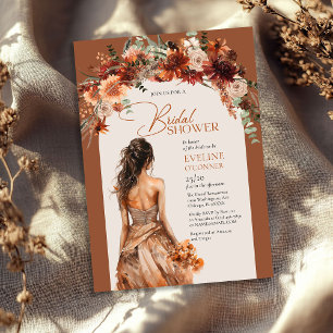 Boho arch terracotta fall blommigt möhippa inbjudningar
