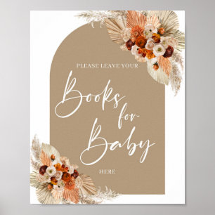 Boho arch Terracotta pampas gräs Bokar för baby Poster