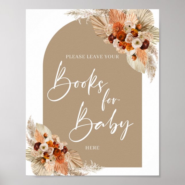 Boho arch Terracotta pampas gräs Bokar för baby Poster (Framsidan)
