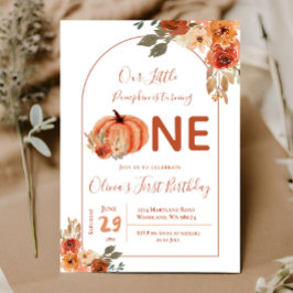 Boho Arch Terracotta Pumpkin Birthday Inbjudningar