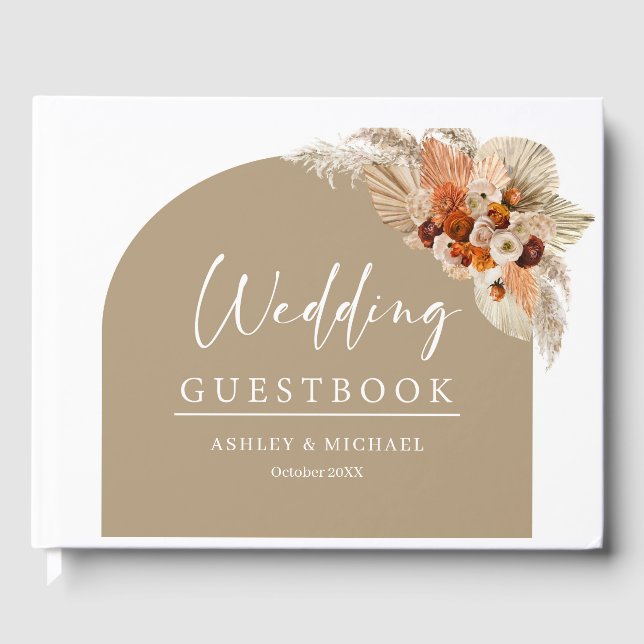 Boho arch tropical terracotta orange blommigt av k gästböcker (Framsida)