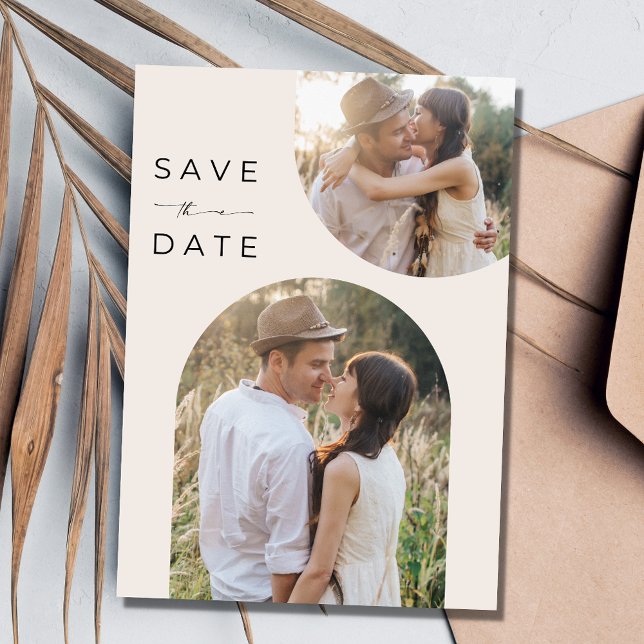 Boho Arch Two Photo Desert Bröllop Spara Datumet (Boho Arch Two Photo Desert Wedding Save The Date)