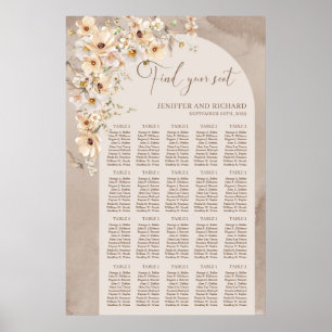 Boho arch vattencolor wildblommor neutralt Bord Poster