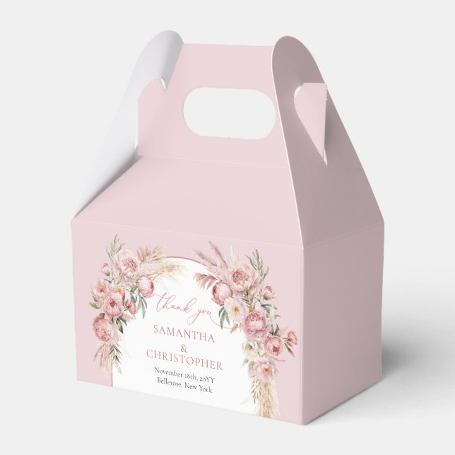 Boho arch Watercolor  rosa blommor pampas Presentaskar (Framsidan Sidan)