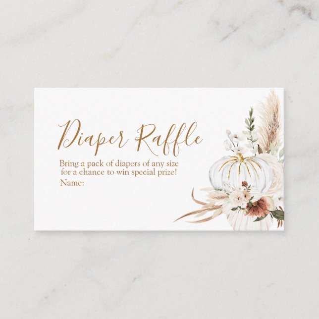 Boho Arch White Pumpkin Baby Shower Diaper Raffle Tilläggskort (Framsida)