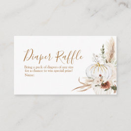 Boho Arch White Pumpkin Baby Shower Diaper Raffle Tilläggskort