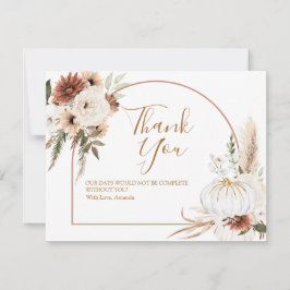Boho Arch White Pumpkin Blommigt Baby Shower Tack Kort