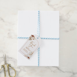 Boho Arch White Pumpkin Blommigt Tack Märkre Presentetikett